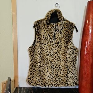 Kristen Blake Animal Print Faux Fur Vest